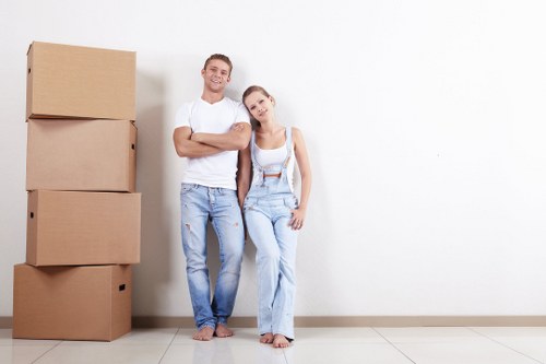 Moving and storage services in Highbury residential street