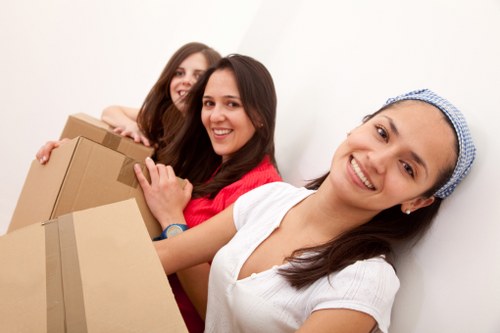Packed household items ready for storage in Highbury