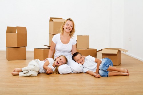 Family items prepared for storage during a house move