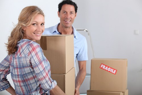 Packed boxes ready for removals in Highbury